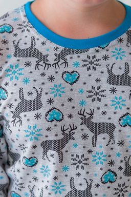 Пижама детская из джемпера и брюк из кулирки Олененок голубой - Амадэль фото 6