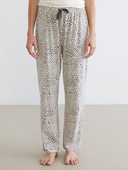 Beli Lastikli Leopar Desenli Kad?n Pijama Alt?