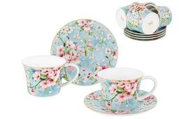 Чайн. наб. 12 пр. 270 мл Яблоневый цвет на голубом NEW BONE CHINA