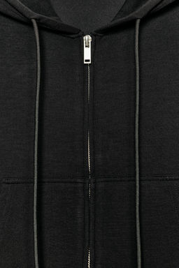 SUDADERA INTERLOCK CAPUCHA / Negro - Zara фото 9