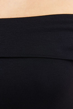 Siyah Carmen Yaka Viskoz/Yumusak Kumas Esnek Orme Madonna Yaka Bluz TWOSS24BZ00301 - Trendyolmilla фото 5