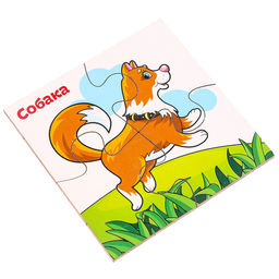 Развивающие пазлы из дерева «Домашние животные», 4 пазла, 16 деталей