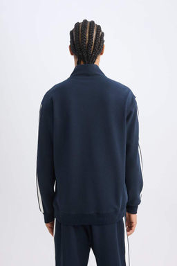 Темно-синий спортивный свитшот DeFactoFit стандартной посадки с воротником-стойкой и полумолнией  фото 6