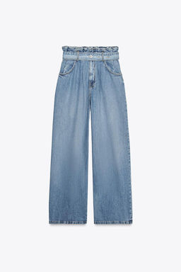 TRF HIGH-WAIST PAPERBAG BELTED JEANS - Zara фото 12