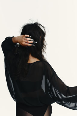 SEMI-SHEER LONG SLEEVE BODYSUIT - Zara фото 6