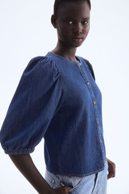 Blusa denim con mangas globo - H&m фото 2