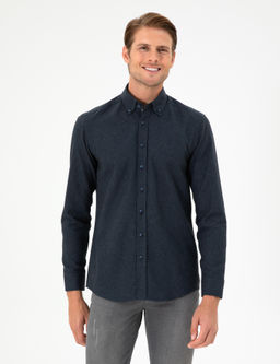 Lacivert Slim Fit Uzun Kollu G_mlek
