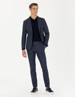 Lacivert Ex.Slim Fit Y_n Ka_mir Kar___ml_ _izgili Ceket