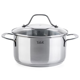 Набор кастрюль из нержавеющей стали Брилон 3 штуки: 1,5л - д16см, h8см, 3л - д20см, h10,5см, 4,3л - д22см, h11,5см, s0,5мм, дно s2,7мм, внешняя и внутренняя полировка - зеркальная, стеклянная жаропрочная крышка, пароотвод, ручки с из нержавеющей ст - Домашняя мода фото 4