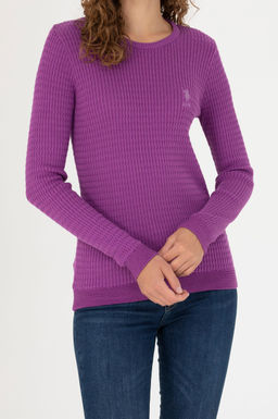 Kad_n Violet Bisiklet Yaka Basic Kazak
