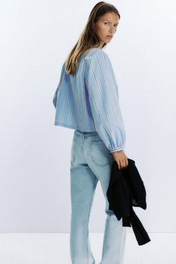 STRIPED POPLIN SHIRT WITH TIES - Zara фото 34
