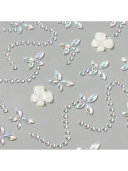 Наклейка - стразы на волосы Белые бабочки, в причёску, 21?15.5 см