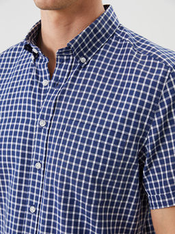 Regular Fit K?sa Kollu Ekose Oxford Erkek G?mlek