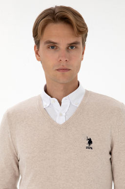 Erkek Slim Fit V Yaka Ta_ Melanj Basic Kazak - U.s. polo assn фото 2