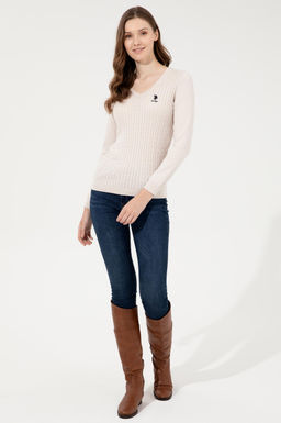 Kad_n Krem Basic Kazak