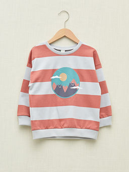 Bisiklet Yaka Uzun Kollu Bask?l? Erkek Bebek Sweatshirt