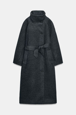 SOFT HIGH-NECK COAT WITH BELT - Zara фото 7