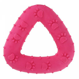 Игрушка для собаки Треугольник лапа 7,5х7,5х1,8см, полипропилен, фактурная, цвета микс (темно-розовый, зеленый, ярко-оранжевый), Пэт тойс (Pet toys) (Китай)  фото 3