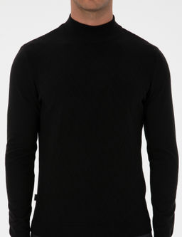 Siyah Slim Fit Yar_m Bal_k__ Yaka Triko Kazak - Pierre cardin фото 6