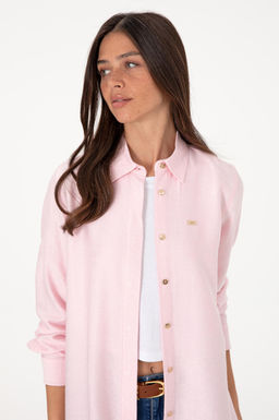 Kad_n A__k Pembe Dokuma Tunik G_mlek