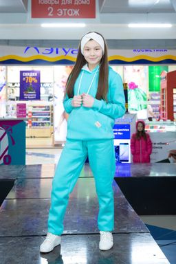 207/206 Костюм с толстовкой, начес, ментол - Knitka wear фото 2