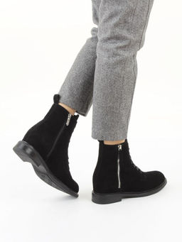 04-M3-1493 BLACK Ботинки зимние женские (натуральная замша, натуральный мех)