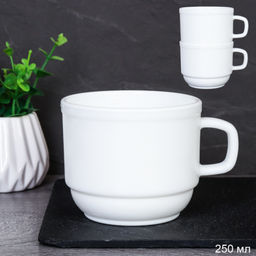 Кружки 6 штук на металлическом стенде 250 мл форма офис / BY09KFB250 /уп 6/96/