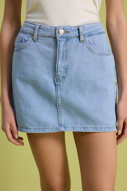 Bej Vintage Y?kama Yuksek Bel Denim Sort Etek TWOSS26SR00110 - Trendyolmilla фото 18
