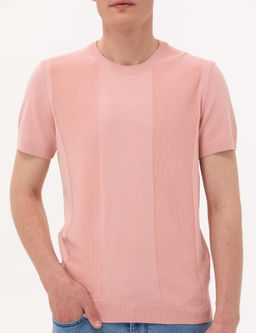 Pembe Slim Fit Bisiklet Yaka Triko Ti__rt