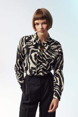 Блузка стандартного кроя с длинными рукавами и бантом - Defacto фото 3