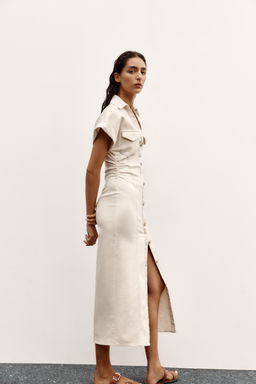 MIDI DRESS WITH GATHERED WAIST - Zara фото 12