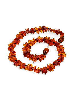 Детские бусы из натурального янтаря Чипсы мелкие коньячные