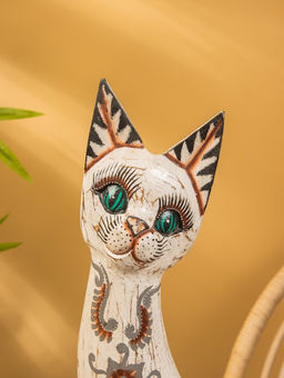Сувенир «Кошка», белая, 60×12×6 см, дерево, МИКС