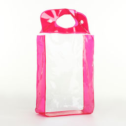 Косметичка на кнопках для бассейна, с ручками, прозрачная/малиновая