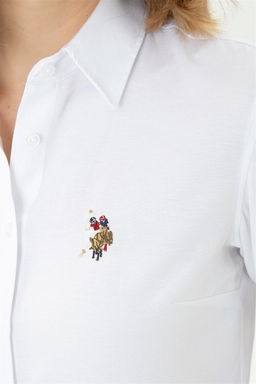 Женская белая базовая рубашка с длинным рукавом - U.s. polo assn фото 7