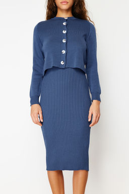 Indigo Duz Midi Elbise TWOSS23EL00738