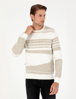 Kum Melanj Slim Fit Bisiklet Yaka Y_n Kar___ml_ Triko Kazak