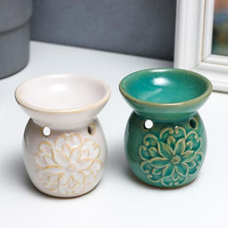 Аромалампа для эфирных масел Цветок и завитки, керамика, 7.5?7?7 см, МИКС