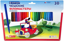 Фломастеры Centropen ПИНГВИНЫ классические 30 цв. шестигран. корп. стандартные конверт