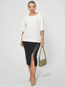 Юбка с разрезом и бахромой