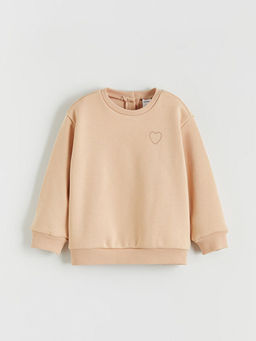 Bisiklet Yaka ?i?ekli K?z ?ocuk Kal?n Sweatshirt