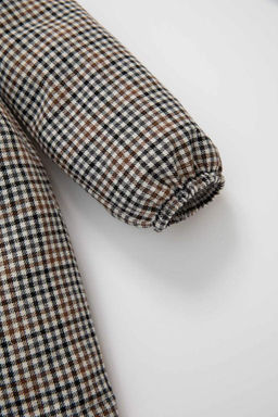 Фланелевое платье в клетку с длинными рукавами для маленьких девочек - Defacto фото 3