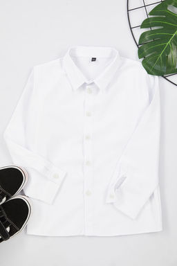 Unisex Beyaz Cocuk Pamuklu Basic Regular/Normal Kesim Dokuma Okul Gomlegi TKDAW25GO00002 - Trendyolmilla фото 5