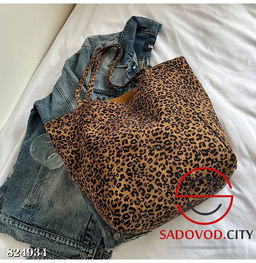 Двусторонняя тканевая сумка шоппер с леопардовым принтом