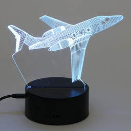 Цена за 2 шт. Светильник ночник "3D-Самолёт" на пластиковой подставке, с включателем USB
