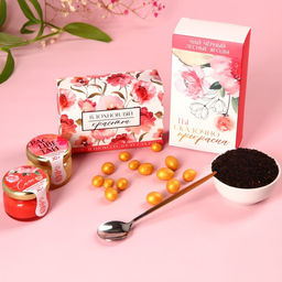 Подарочный набор Вдохновляй красотой: крем-мёд с клубникой и хлопком 30 г ? 2 шт., арахис в шоколадной глазури 100 г, чай чёрный с лесными ягодами 70 г, ло?... - Фабрика счастья фото 12