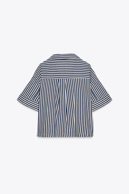CROPPED LINEN BLEND SHIRT - Zara фото 7