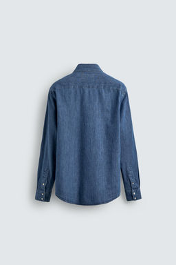 CAMISA DENIM BOLSILLOS / Azul medio - Zara фото 8
