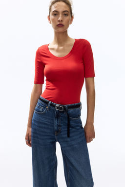 Camiseta de algod?n pima con escote en U - H&m фото 7