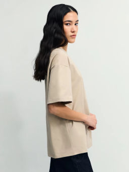 Базовая футболка оверсайз из хлопка / Zarina  фото 4